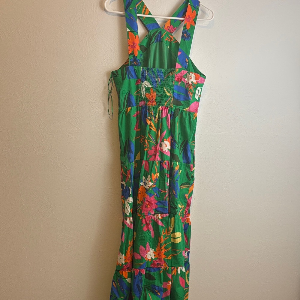 J. Crew Green Floral Textured Fabric